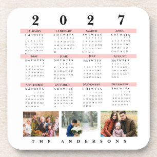 Posavasos Calendario Anual Minimalista de Fotos 2027 Recuerd