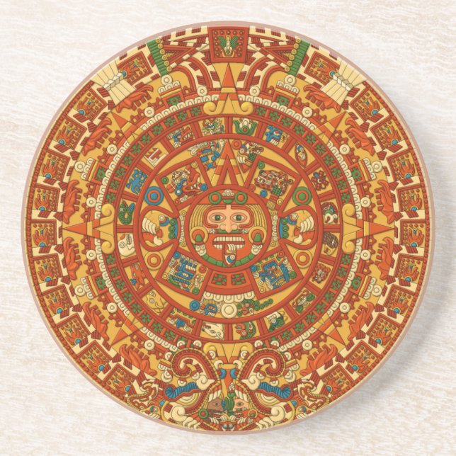 Posavasos Calendario de piedra azteca de Sun del OPUS (Frente)