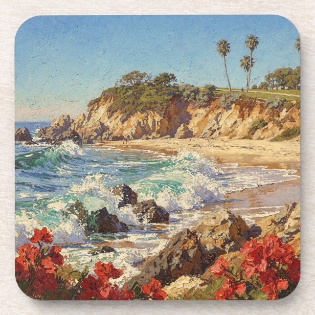 Posavasos  California Beach | Impressionist Coastal Art (Frente)