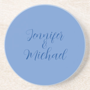 Posavasos Caligrafía azul clásica profesional boda