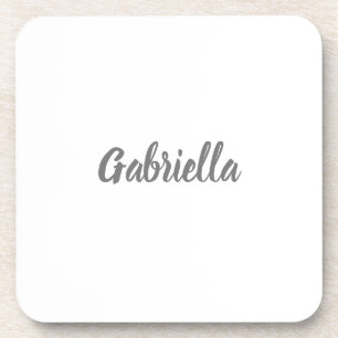 Posavasos Caligrafía Elegante Blanco Gris Nombre simple