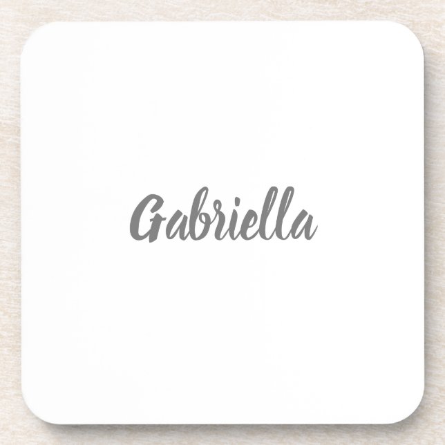Posavasos Caligrafía Elegante Blanco Gris Nombre simple (Frente)