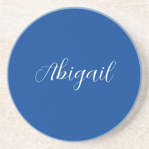Posavasos Caligrafía Elegante Blue White Plain Nombre simple