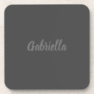 Posavasos Caligrafía Elegante Gris Plain Nombre simple