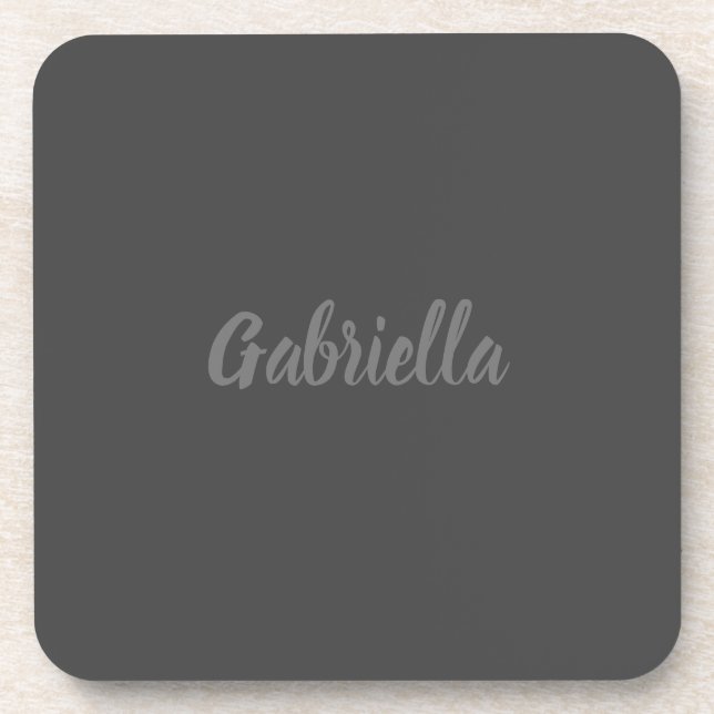 Posavasos Caligrafía Elegante Gris Plain Nombre simple (Frente)