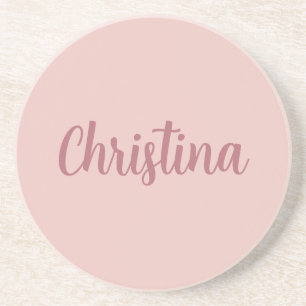 Posavasos Caligrafía Elegante Rosa Plata de Oro Nombre simpl