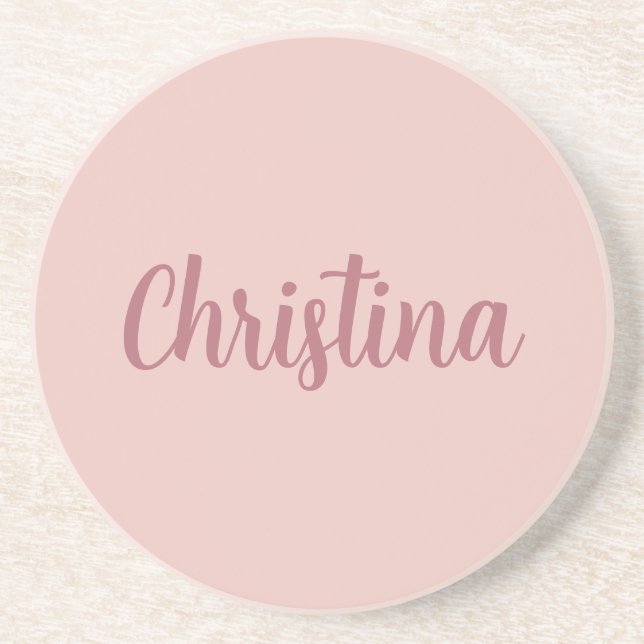Posavasos Caligrafía Elegante Rosa Plata de Oro Nombre simpl (Frente)