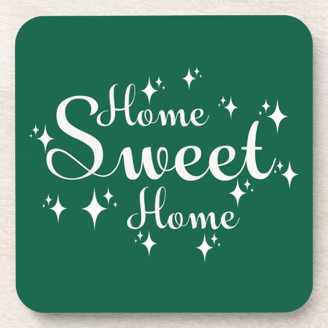 Posavasos Caligrafía festiva y estrellas 'hogar dulce hogar' (Frente)