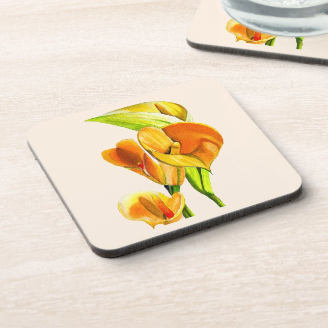Posavasos Calla lily blossom acuarela floral (Lado Izquierdo)