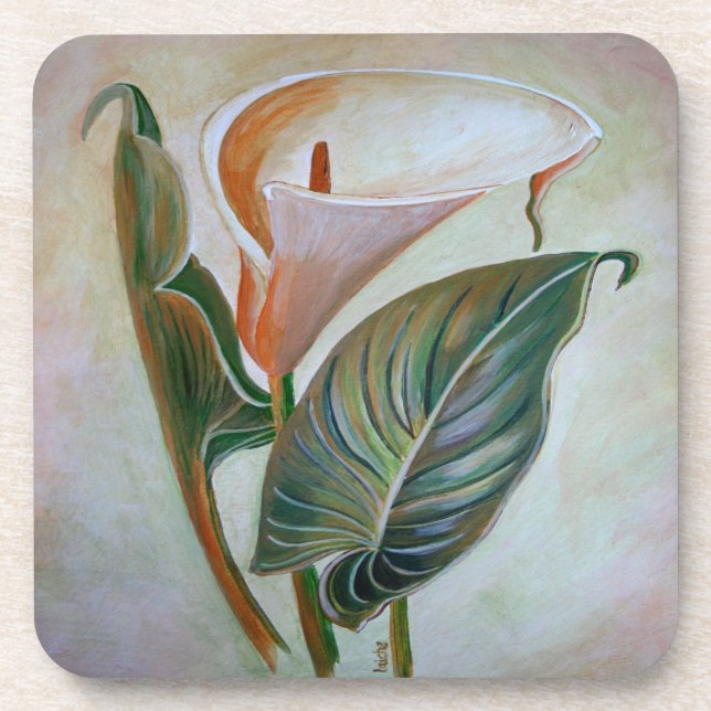 Posavasos Calla Lily Hermoso Arte Botánico (Frente)