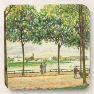 Posavasos Calle de Alfred Sisley el   de los árboles de