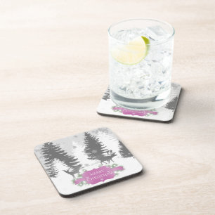 Posavasos Calle de plástico duro Winter Wonderland - Magenta