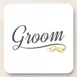Posavasos Calligrafía simple de Boda floral de Groom | Monta