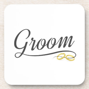 Posavasos Calligrafía simple de Boda floral de Groom Monta