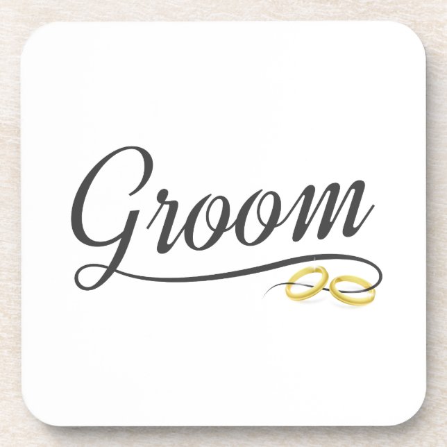 Posavasos Calligrafía simple de Boda floral de Groom | Monta (Frente)