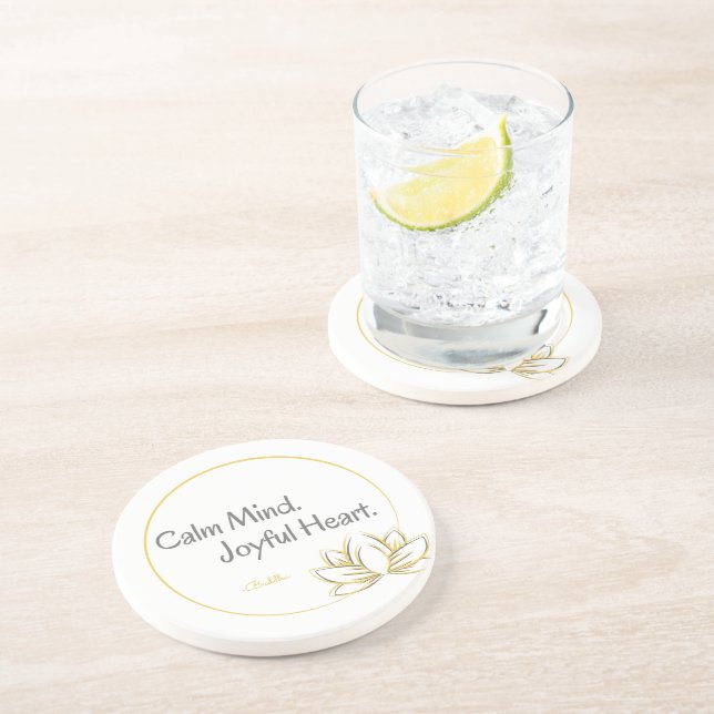Posavasos Calma Mind Joyful Heart Buddha Cita (Lado)