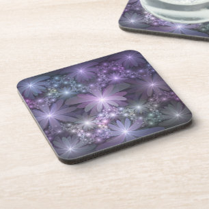 Posavasos Cama de flores Arte abstracto fractal brillante de