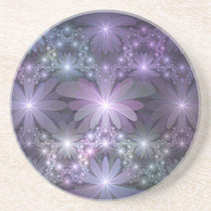 Posavasos Cama de flores arte fractal abstracto brillante de