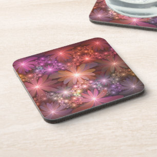Posavasos Cama De Flores Coloridas Brillantes Resumen Arte F