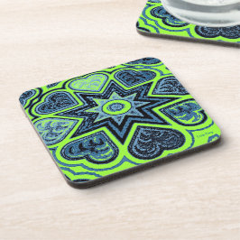 Posavasos Cámaras de arte de "Neon Green & Blue Love"