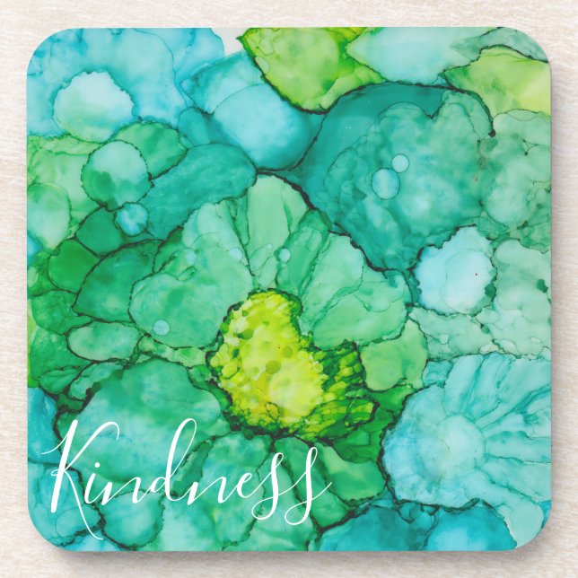 Posavasos Cámaras "Flores azul-verdes" (Frente)