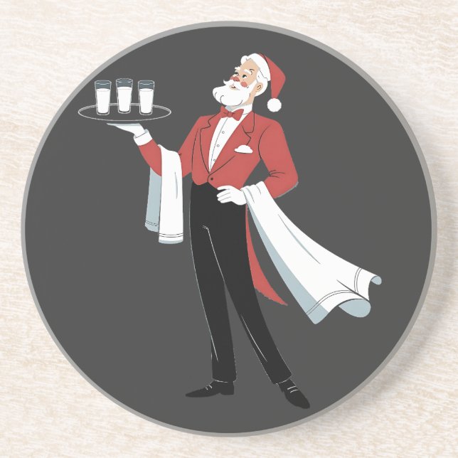 Posavasos Camarera Navidad Santa Servidor Navidad  (Frente)