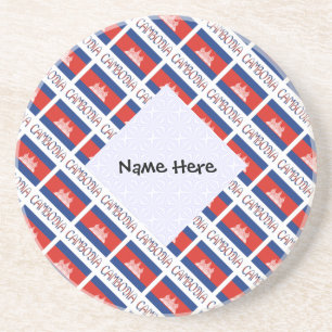 Posavasos Camboya y la bandera camboyana cubierta personaliz