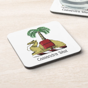 Posavasos Camello Heráldico Palma Árbol Color Escudo de Arma
