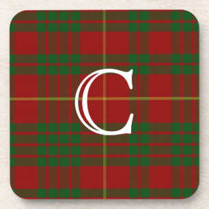 Posavasos Cameron Tartan Plaid Monogram Red Scottish