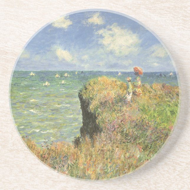 Posavasos Camino de acantilado en Pourville por Claude Monet (Frente)