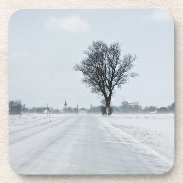 Posavasos Camino de invierno rural (Frente)