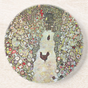 Posavasos Camino de jardín con pollos, Gustav Klimt, Art Nou