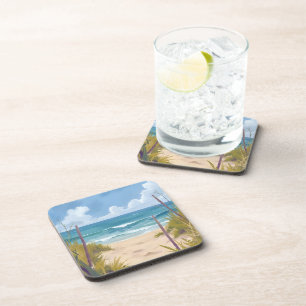 Posavasos Camino de la Playa   Agua de Océano Pintura Coster