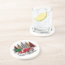 Posavasos Camión navideño y árboles