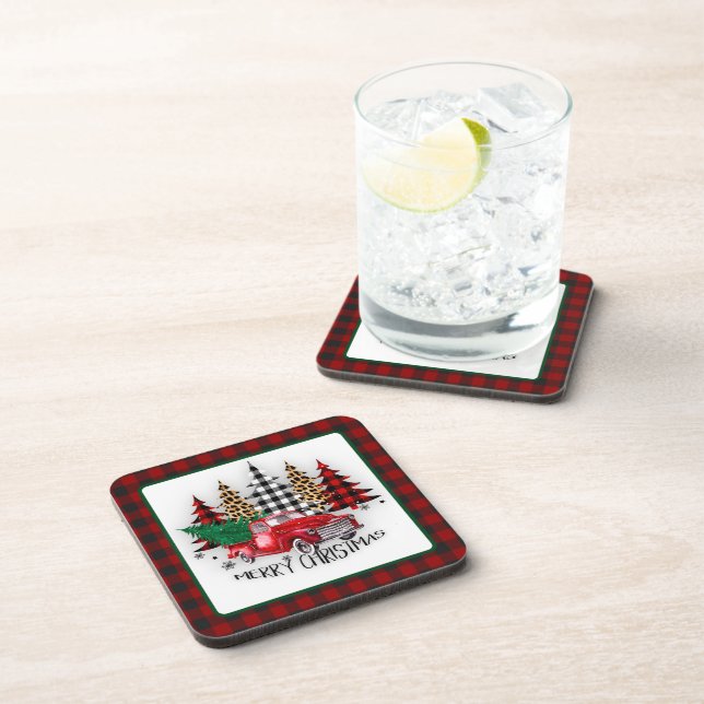 Posavasos Camión navideño y árboles (Lado Derecho)