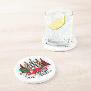 Posavasos Camión y árboles de Feliz Navidad