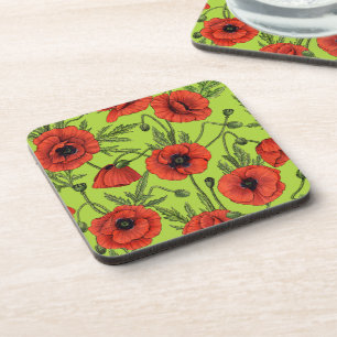 Posavasos Camionetas rojas y verdes en verde lima