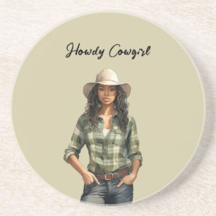 Posavasos Camisa de Cuadro Verde Hola Vaquera Negra Femenina