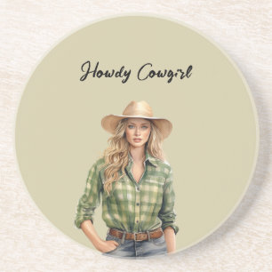 Posavasos Camisa de cuadros verde Hola Vaquera rubia femenin