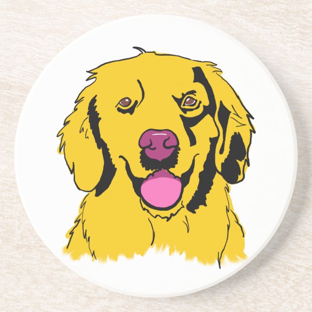 Posavasos Camiseta de arte pop de Golden Retriever (Frente)