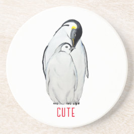 Posavasos Camiseta de familia adorable de pingüinos emperado