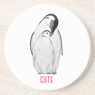 Posavasos Camiseta de familia adorable de pingüinos emperado