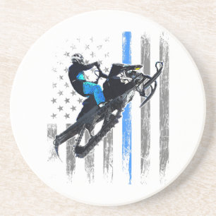 Posavasos Camiseta de moto de nieve de la bandera americana