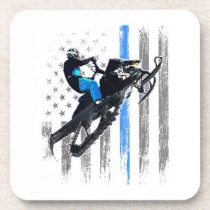 Posavasos Camiseta de moto de nieve de la bandera americana 