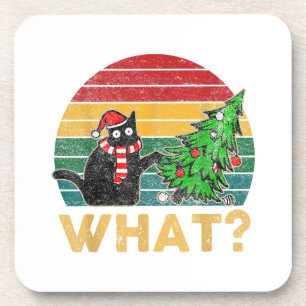 Posavasos Camiseta divertida de Navidad con suéter feo Gato 
