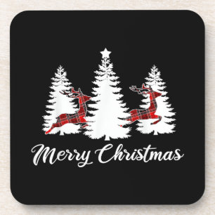 Posavasos Camiseta Feliz Navidad para Mujeres Cuadro de Búfa