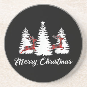 Posavasos Camiseta Feliz Navidad para Mujeres Cuadro de Búfa
