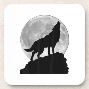 Posavasos Camiseta Lobo en luz de luna - Cachorro perro comp
