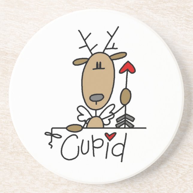 Posavasos Camisetas y regalos del navidad del reno del Cupid (Frente)