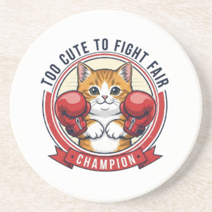 Posavasos Campeón de gato enojado lindo